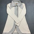 Prana Angelica Womens XS Ivory Gray Long Duster Knit Cardigan Sweater Casual