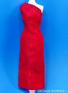 Vintage Barbie Doll Sized Red Satin Gown / Dress Excellent ~ 1960's