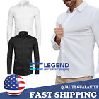 Men's Stretch Wrinkle-Free Dress Shirt Solid Long Sleeve Button Down Casual Shir