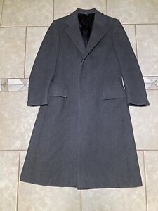 Vintage Mens USA Ralph Lauren Polo Herringbone Wool Trench Coat 40 Gray