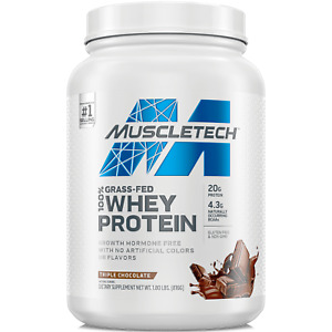 Muscletech Grass-Fed 100%Whey Protein Powder,Triple Chocolate，20g Protein,1.8lbs