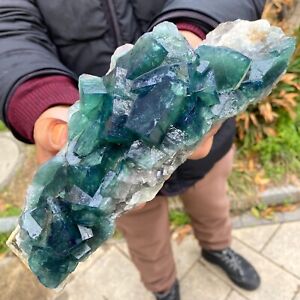 New Listing3.85LB Natural super beautiful green fluorite crystal mineral healing specimen