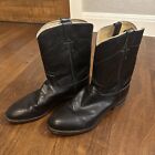 Justin 3133 Men's 12EE Black Leather Pull On Western Roper Cowboy Boots USA