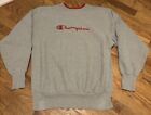 Vintage Champion Reverse Weave Crewneck Sweatshirt Gray Red XL USA 90s