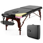 Folding Portable Massage Table Height Adjustable Spa Bed Beech Wood Face Cradle