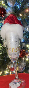 Hand Painted “Happy New Year 2023“ Toasting Holiday Party 6.25oz Glass!🥂
