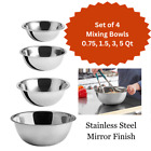 Stainless Steel Mixing Bowls Set of 4 Bowl 0.75, 1.5, 3, 5 Qt Cooking Prepping