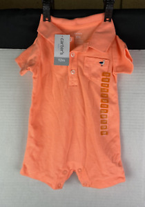 Carter's Baby Orange Romper with Seagull on Pocket Size 12 Months
