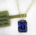 AAA  2.14 Cts LAB TANZANITE PENDANT 14k YELLOW GOLD - New With Tag