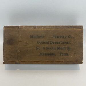 Antique Mulford Jewelry Co Memphis TN Optical Shipping Box Wood Dovetailed 5.75