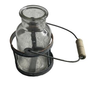 New ListingGlass Bottle Vase in Galvanized Metal Holder