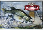 Schmidt's Premium Beer Sign 18x12 Metal Bar Wall 3D Fish Bass Fishing Vtg PRSTNE