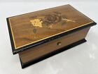 REUGE VINTAGE SWISS 72 NOTE-3 SONG MUSIC BOX W/ INLAID ROSES-RARE SONG COMBO