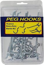 19pc Heavy Duty PegBoard Hooks Starter Kit Assortment Shelf Hanger for 1/4 Board