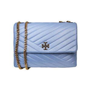 Tory Burch Kira Chevron Convertible Crossbody Quilted Leather Shoulder Bag Blue