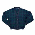 Vintage Pendleton Button Up Plaid Green Cardigan Made In USA Size M 100% Wool