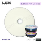 25 LSK DVD DVD+R DL 8x Dual Double Layer White Inkjet 8.5GB 240Min - Dup hp