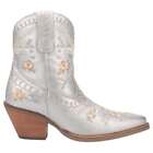 Dingo Primrose Embroidered Floral Snip Toe Cowboy Booties Womens Silver Casual B