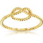 Solid 14k Gold Thin Textured Twisted Rope Love Knot Friendship Promise Ring