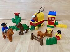 Lego Duplo 2435 Western Town Cowboys Covered Wagon Horses Lasso Cow Vintage RARE