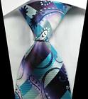 Hot Classic Paisleys Turquoise White JACQUARD WOVEN 100% Silk Men's Tie Necktie