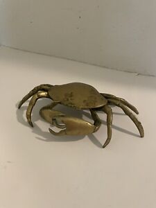 Brass Crab Ashtray Trinket Box Hinged Lid 7