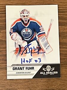2010/11 Panini ALL GOALIES GRANT FUHR AUTOGRAPHED & INSCRIBED “HOF 03” CARD