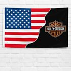 For Harley Davidson Motorcycle Enthusiast 3x5 ft American Flag Vintage Banner