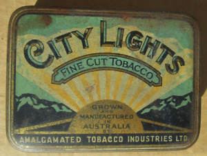 Early empty CITY LIGHTS FINE CUT TOBACCO tin AUSTRALIA no contents sold just tin