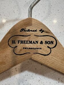Vintage Tailored By: H. Freeman & Son Philadelphia Clothes Coat Suit Wood Hanger