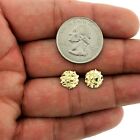 Real 10K Solid Yellow Gold 10MM Diamond Cut Small Round Nugget Stud Earrings
