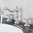 Brushed Nickel Waterfall Widespread Bathroom Vanity Sink Faucet 3-Hole Mixer Tap
