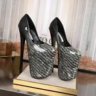 Women's High 22cm Alligator Snake Print Drag Queen Heels Platform Shoes Pumps
