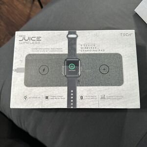 New Open box TECH 2 Nano Juice Wireless 3 Device Charging Pad TWC2020GY Gray