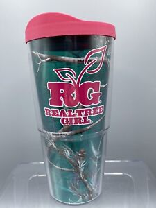 Tervis Tumbler 24 oz With Pink Lid  RG Realtree Girl EUC Green Forest Trees
