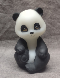 Vintage Fenton Glass Panda Bear Figurine Opal Satin Finish Hand Painted Signed