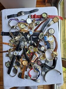 Lot Of 51 Men's & Women's Wrist Watches For Parts Or Repair