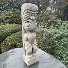 Outdoor Tiki Man Garden Statue Concrete Polynesian Island Totem Pole Ornament