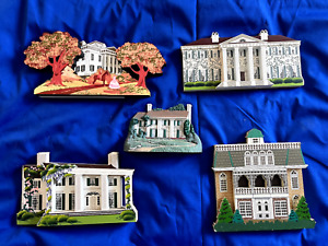 Set of 5 SHEILA'S COLONIAL Houses Wood Shelf Sitting 1995-96 Gone with the Wind