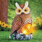 Solar Lighted Adorable OWL Statue w/ Gazing Ball Sculpture Garden Yard Art 10