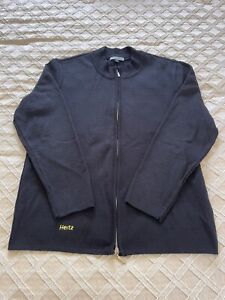 Hertz Rental Cars Womens Size Medium Employee Jacket Zip Up Black Sweater