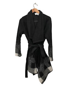 Cupcakes And Cashmere Wool Trench Coat With Tie Ombre Black Grey Size Medium