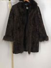 Mixit Womens Brown Fur Trim Collared Long Sleeve Open Front Coat Size Medium