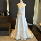 Women’s White Sweetheart Neckline Wedding Dress Zip Back Train Size 6 NWT