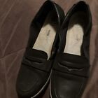 Clarks Cloudsteppers Shoes Womens 9.5M  Casual Slip On Penny Loafer Black Style