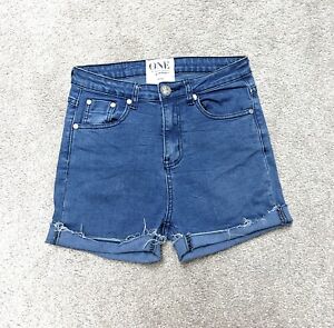 Womens Jean Shorts size 24 One Teaspoon High Rise Stretch Cut off Cuffed Blue
