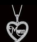 Collar de plata de ley 925 para mujer, cadena con colgante de corazón Mom