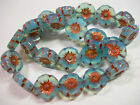 12 beads - Blue Opal with Copper Czech Glass Flower Beads 12mm