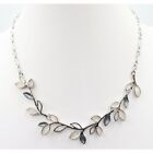 Silver Tone Resin Branch Leaf Open Work Link Chain Necklace 21
