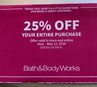 Bath & Body Works 25% Off Coupon Save Deal Couponing Candle Body Exp 5/12